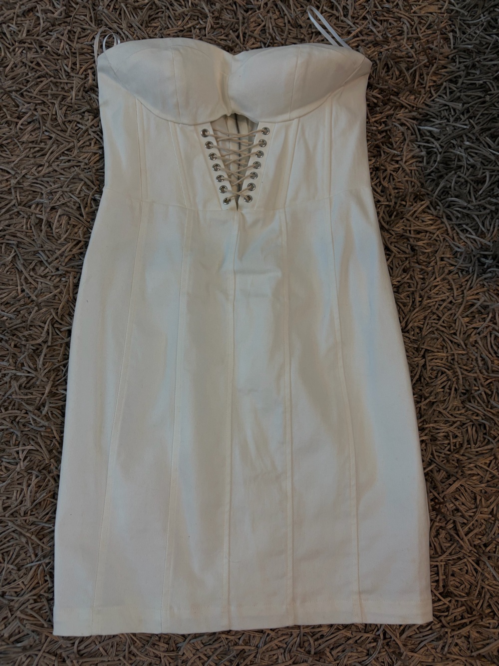 Fashion Nova White Lace-Up Midi Bodycon Dress